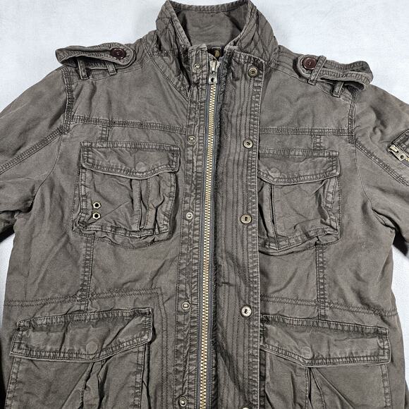 Buckle Black Label Military Jacket Mens Large Heavy Utility Brown Canvas FLAW - Picture 8 of 16